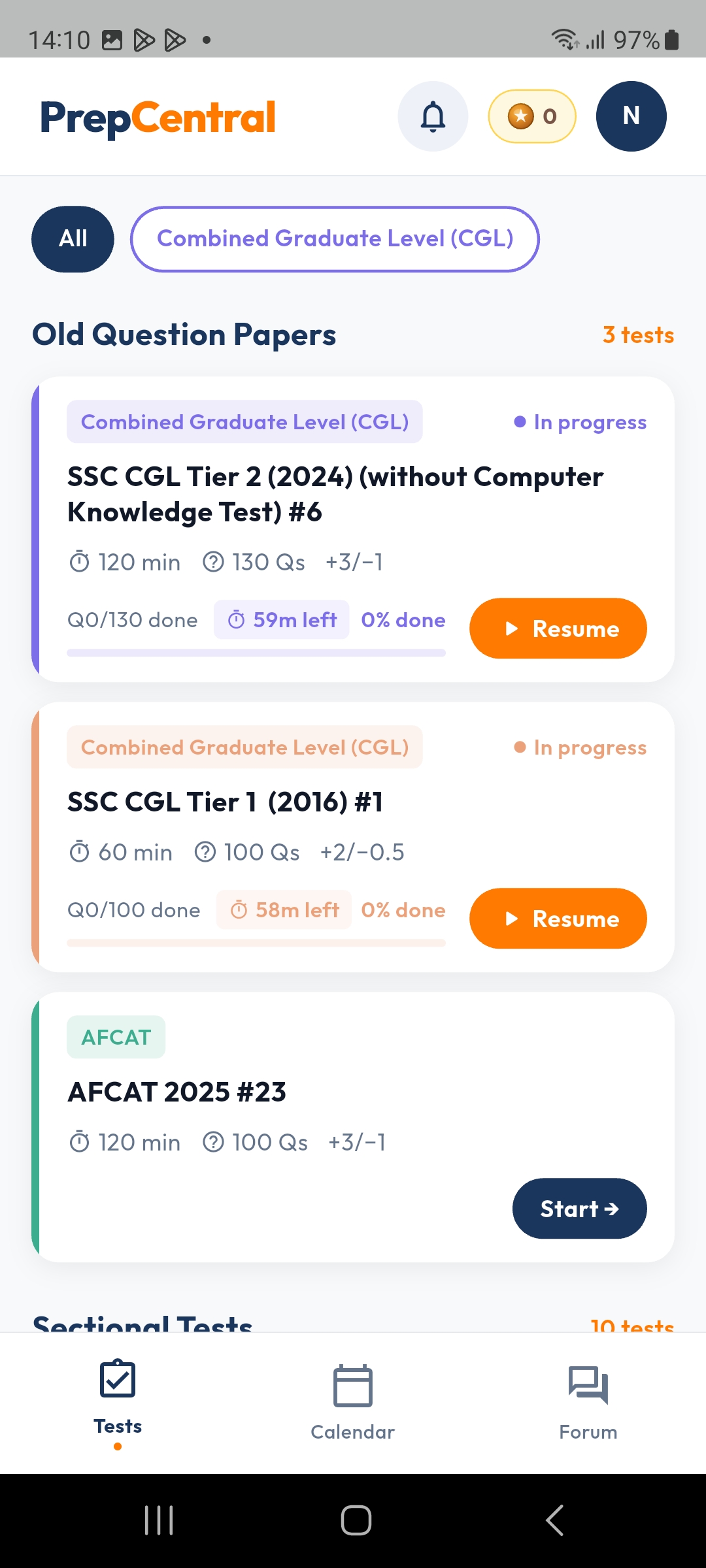 Test list in PrepCentral
